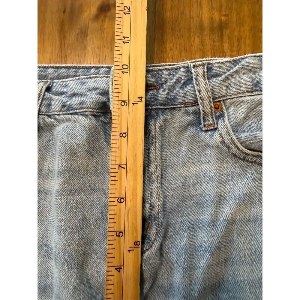 SONG Jeans Juniors 3/26 Blue Denim Wide Leg 100% Cotton Mid Rise Light Wash